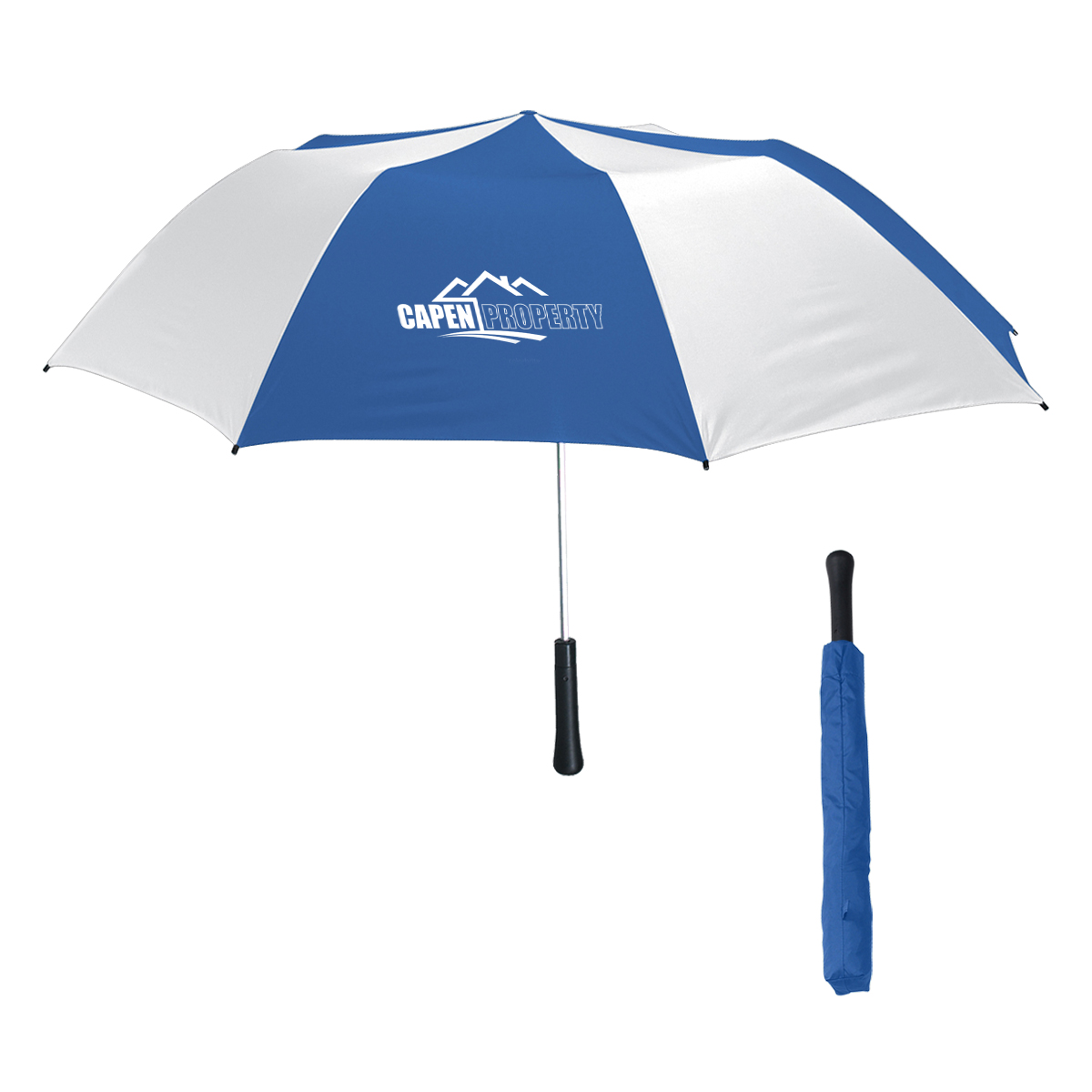 41 Inch Arc Custom Printed Auto Open Folding Umbrellas with Hook Handle