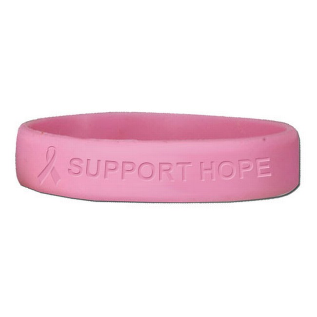 Mens Pink Ribbon Breast Cancer Awareness Big Band Rubber Bracelets
