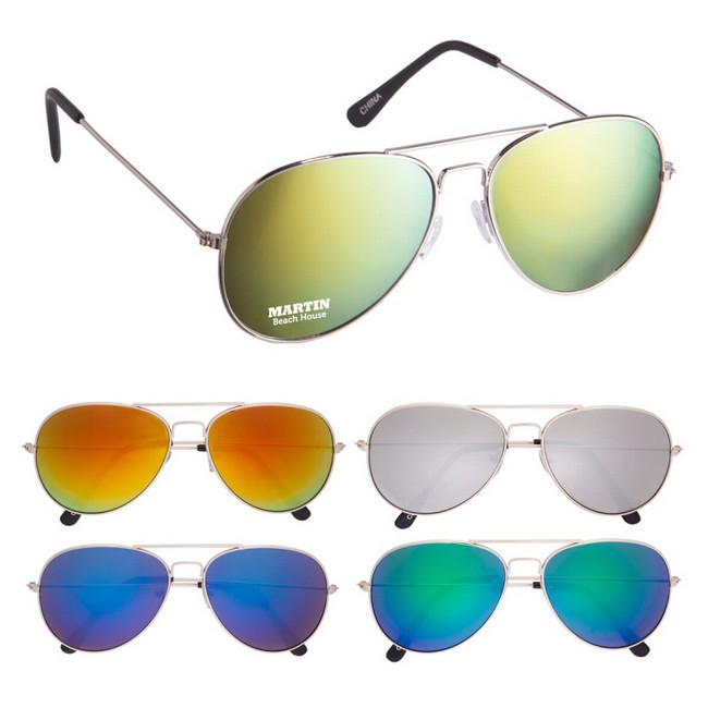 Color Mirrored Aviator Sunglasses Customized