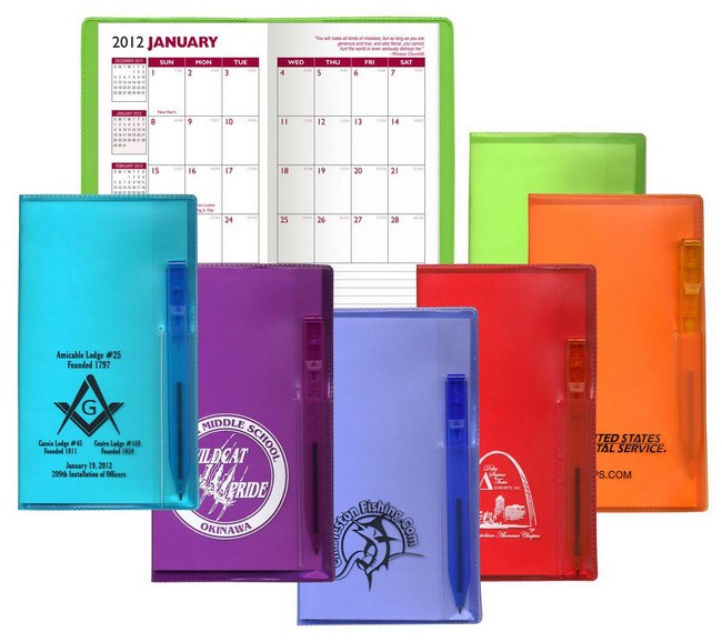 Custom Monthly Pocket Planner with Translucent Cover & Pen