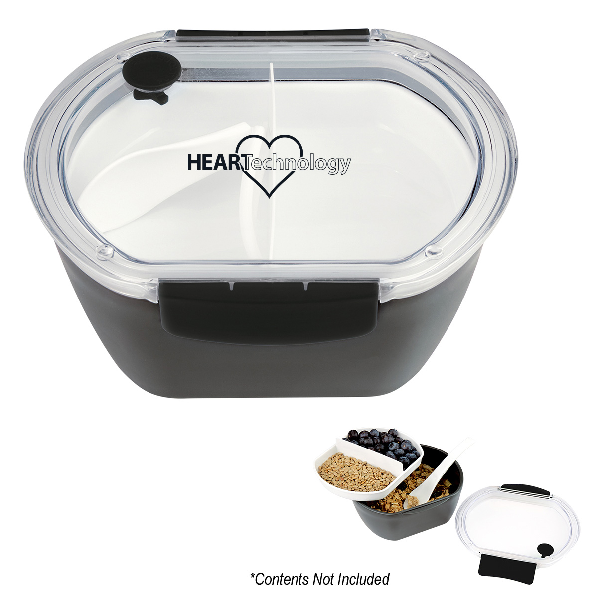 Promotional Multi-compartment food container and utensils with