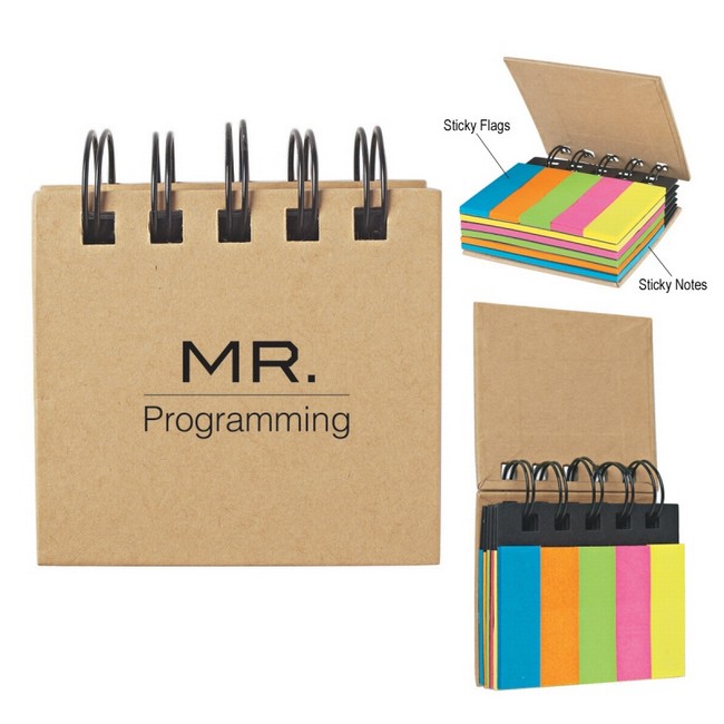 Spiral Book with Sticky Notes & Flags
