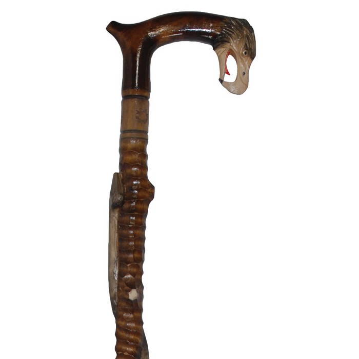 Walking cane Eagle & Snake handcarved wooden stick 