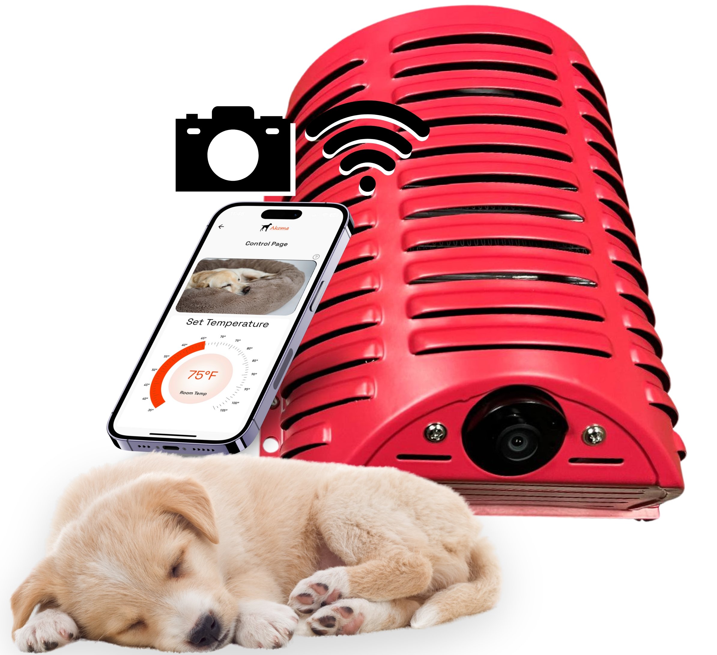 Hound Heater with Wifi Control and Camera, 400W by Akoma Dog Products