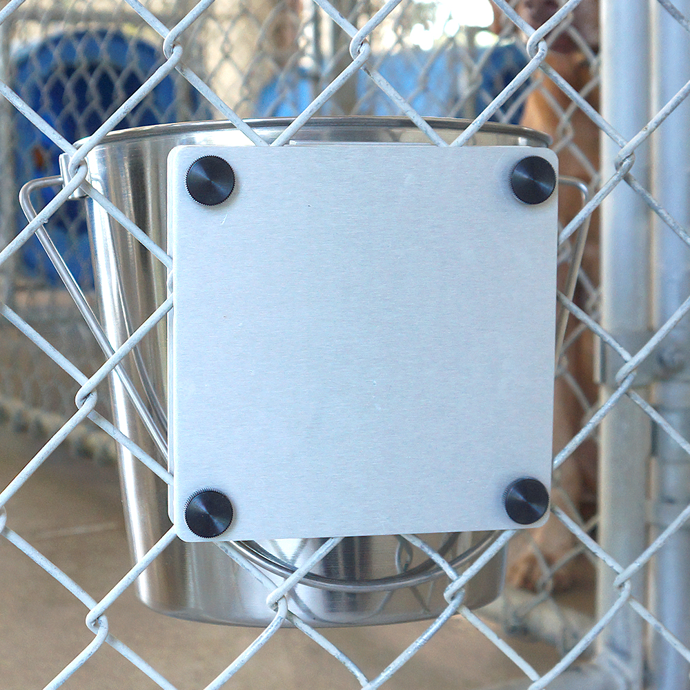 Chain link fence dog bowl hotsell