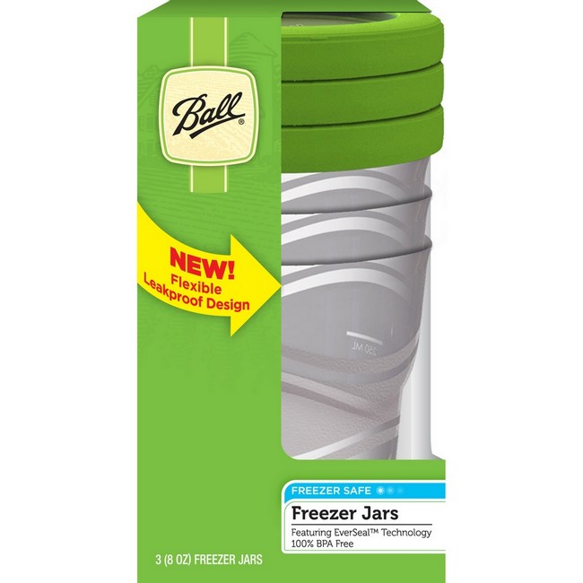 Ball 82100 Plastic 8-oz Freezer Jars, 3 Pack