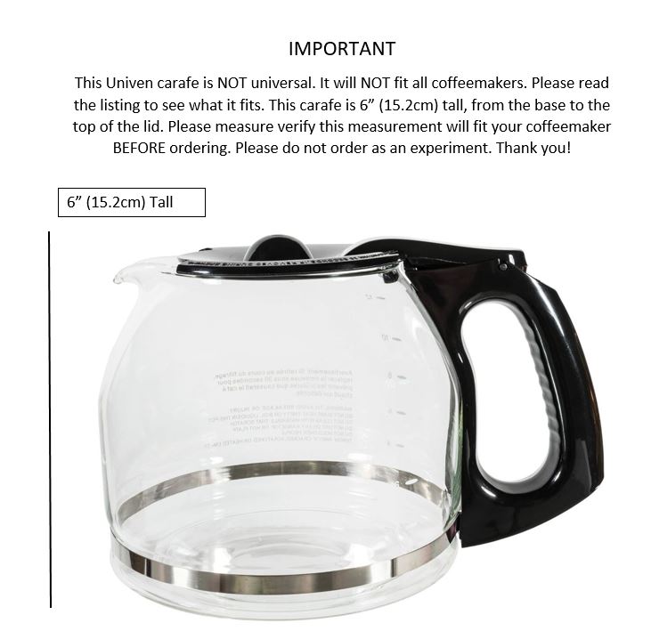 Mr. Coffee Carafe Replacement 12-Cup Coffee Carafe For Mr. Coffee Makers -  Fits PLD12-1, BVMC-SJ & Similar Models Mr. Coffee Replacement Carafe