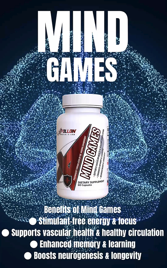 MIND GAMES dietary supplement by Dr. Marina Samborsky, formulated to enhance vascular health, memory and energy without stimulants.
