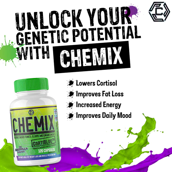 Chemix science-based tonics and elixirs with 120 capsules, promoting weight loss, muscle preservation, and mood enhancement.