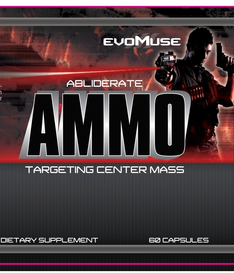 Evomuse Abliderate Ammo dietary supplement targeting center mass, 60 capsules.