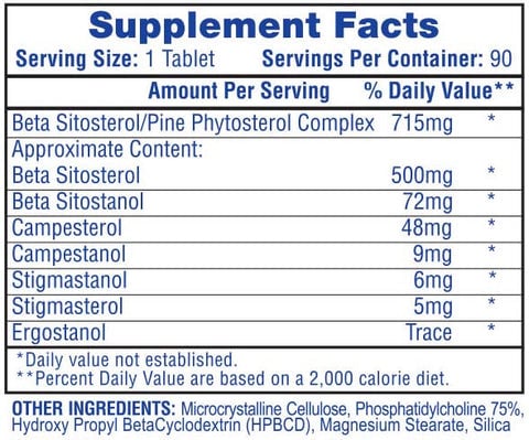 Nutritional label for a supplement showing Servings Per Container, Amount Per Serving, and % Daily Value, along with ingredient details.