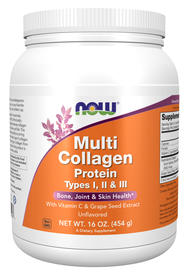 Now Foods Multi Collagen Protein Type I, II & III Unflavored 16 Oz