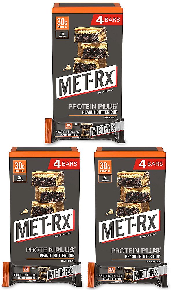 MetRx Protein Plus Bar Peanut Butter Cup 12 Bars (3 x 4 Bars) 3 PACK