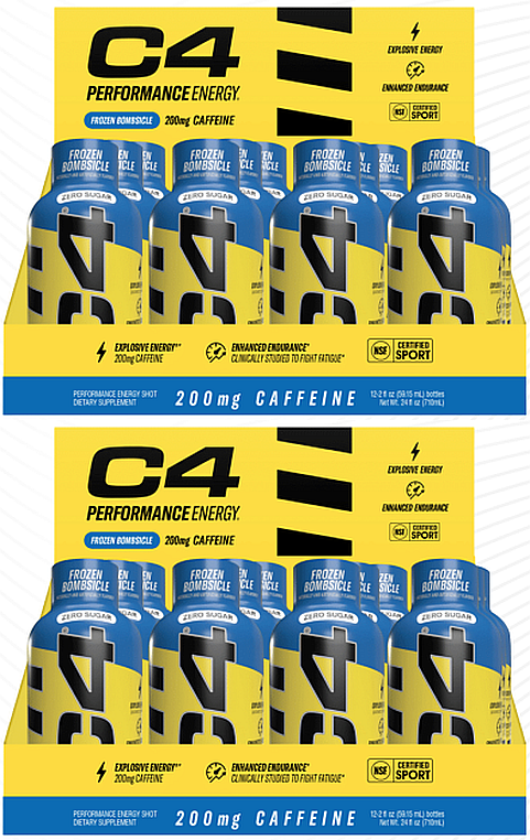C4 Energy Shots 2 oz Frozen Bombsicle - 24 Bottles (2 x 12 Bottles ...