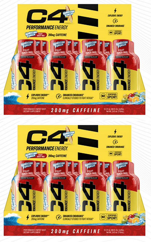 C4 Energy Shots 2 oz Hawaiian Punch - 24 Bottles (2 x 12 Bottles ...