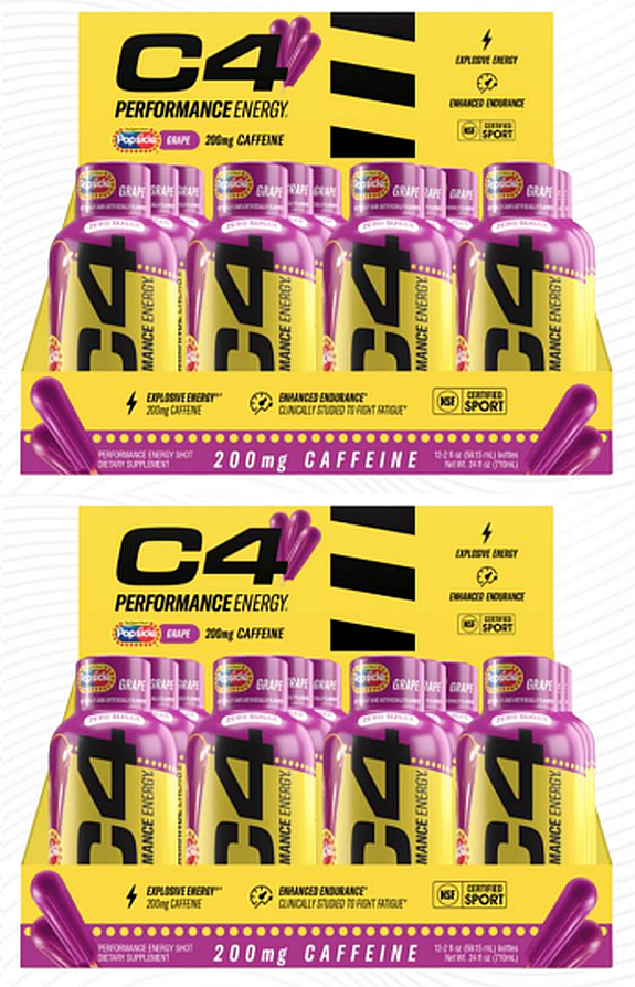 C4 Energy Shots 2 oz Grape Popsicle - 24 Bottles (2 x 12 Bottles ...