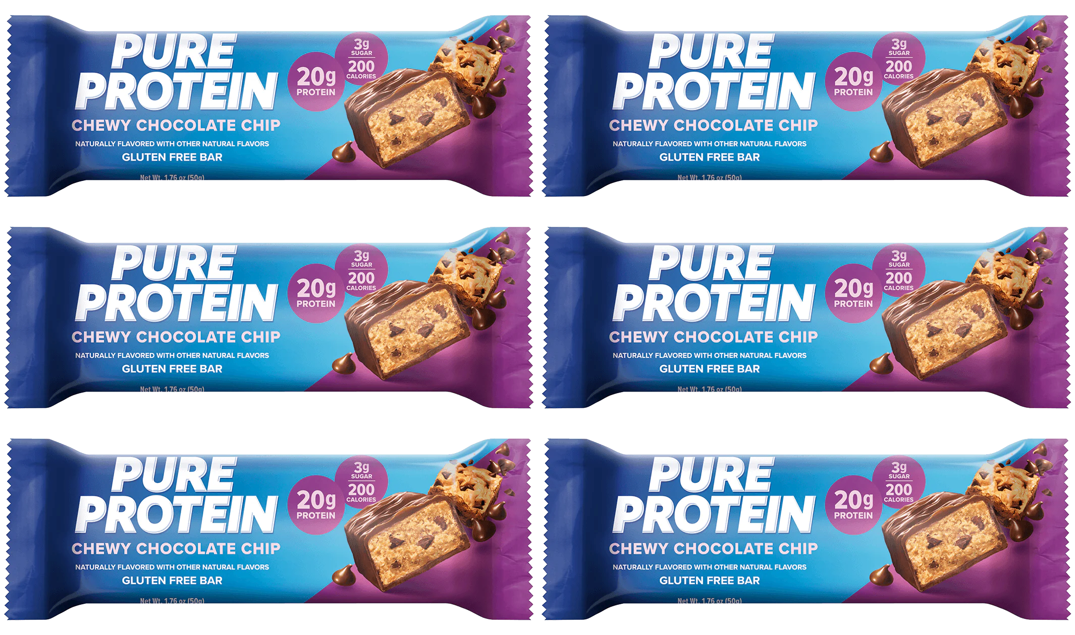 Pure Protein Bars 50g Chewy Chocolate Chip - 6 Bars