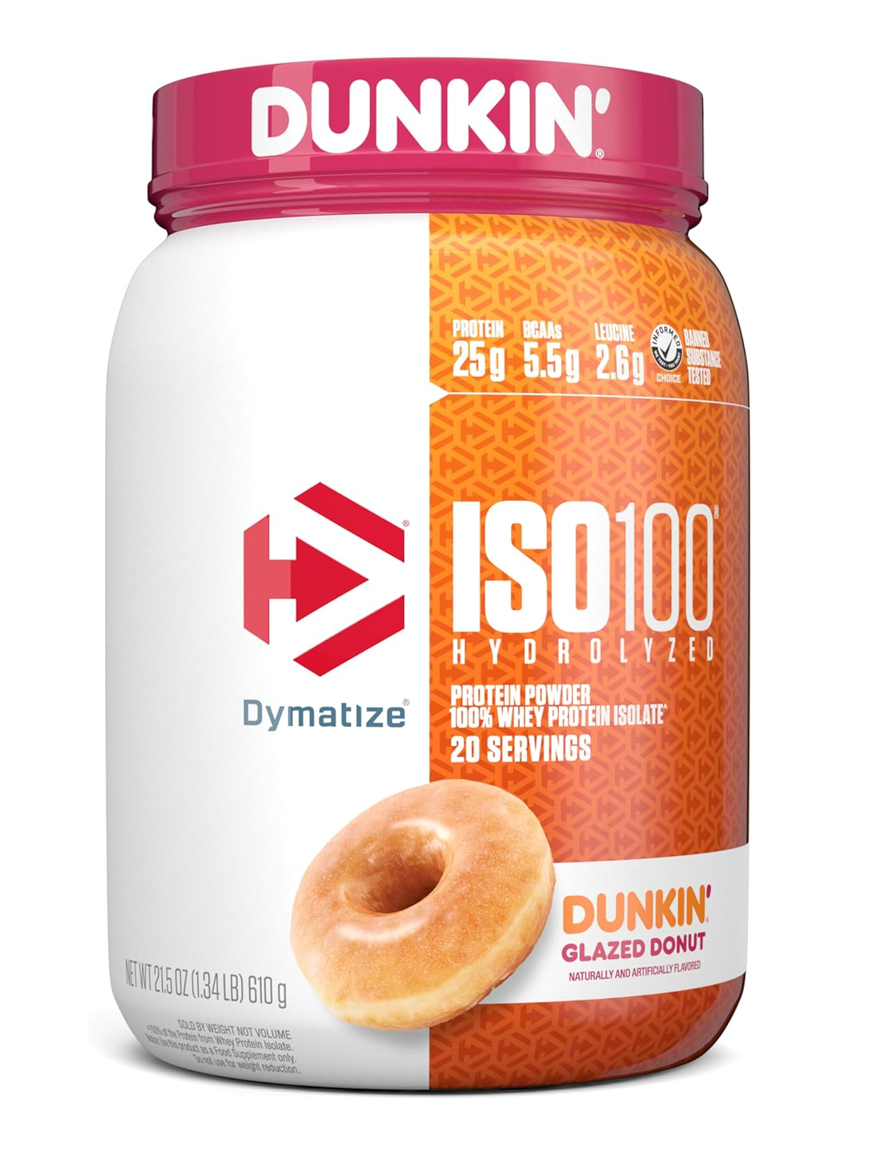 Dymatize Iso Whey Protein Isolate Dunkin Glazed Donut Servings