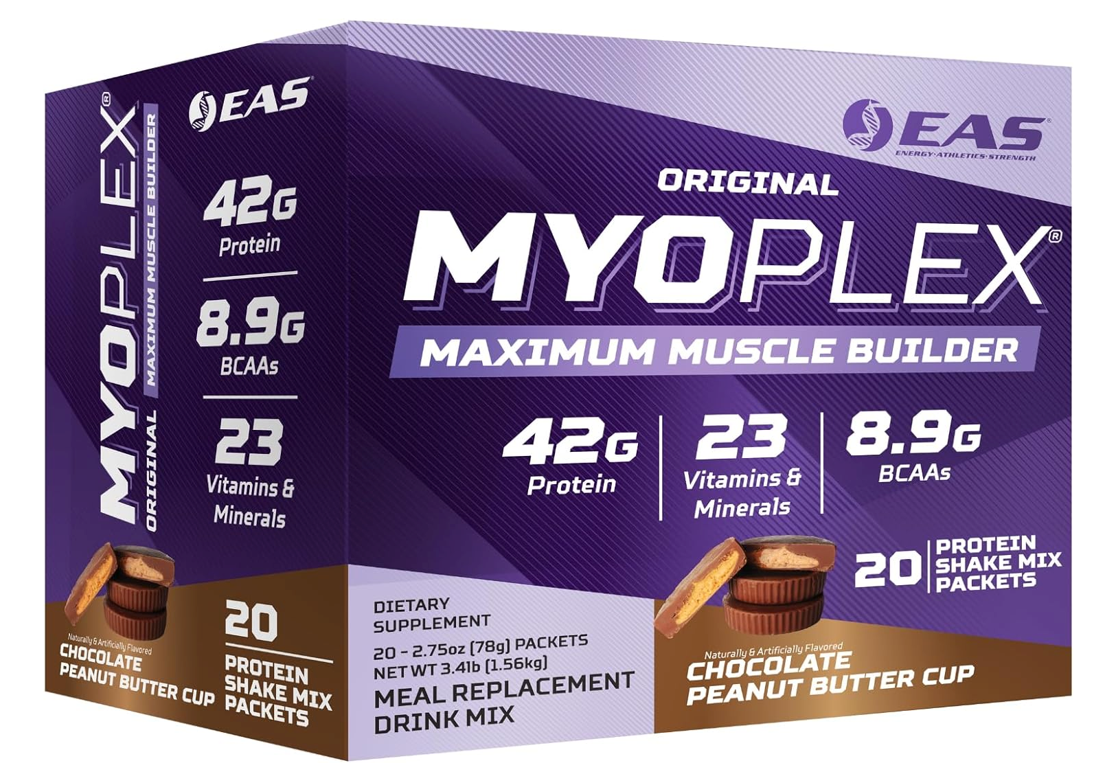 EAS Myoplex Protein Shake Mix Packets Chocolate Peanut Butter Cup - 20 ...