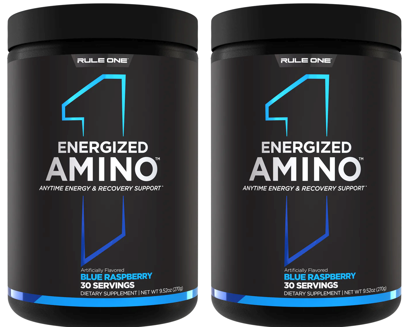 Rule 1 Energized Amino Blue Raspberry - 2 x 30 Serving Bottles TWINPACK