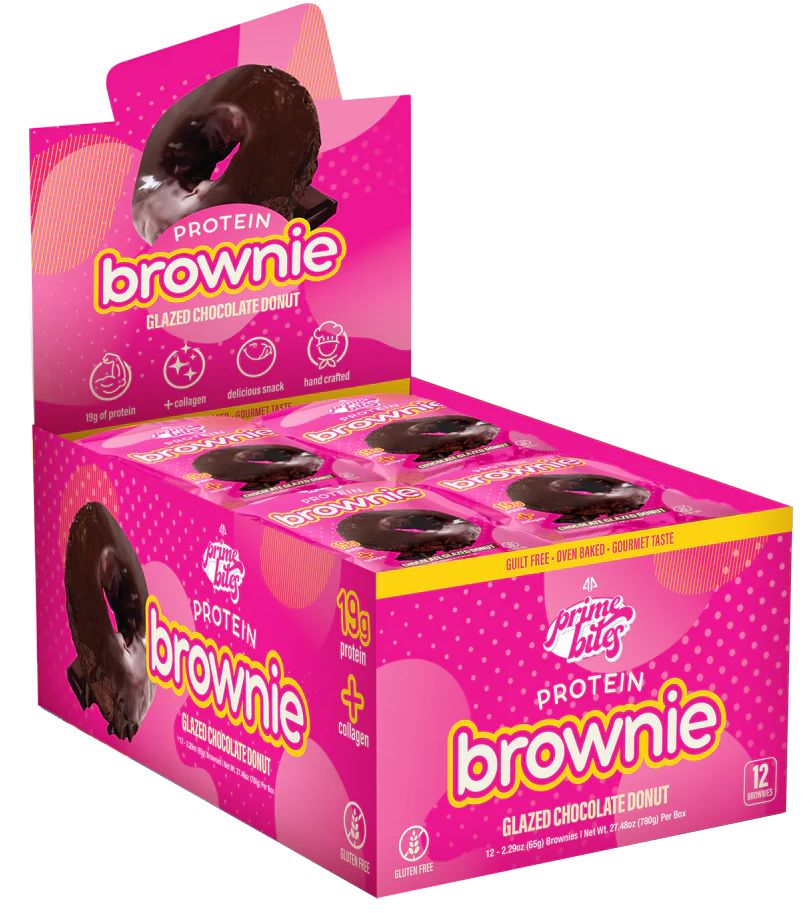 moden molester træt af Prime Bites Protein Brownie Chocolate Glazed Donut - 12 Pack