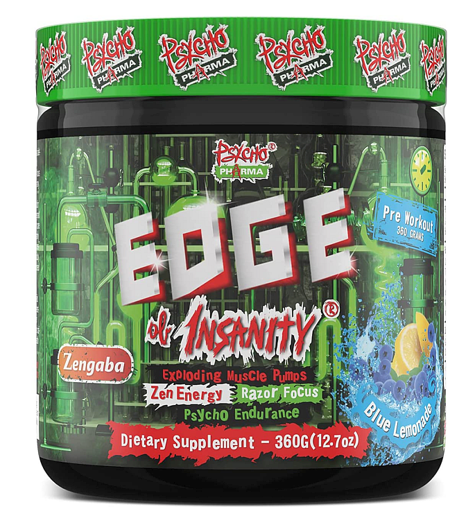 Psycho Pharma Edge of Insanity Pre Workout Blue Lemonade - 25 Servings