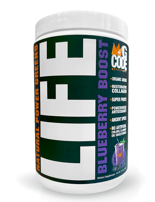 GCode Nutrition LIFE Natural Power Greens Blueberry Boost 30 Servings