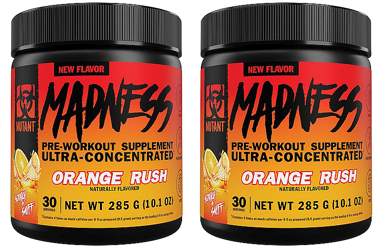 Mutant Madness Pre Workout Orange Rush 60 Servings (2 x 30 Serv Btls