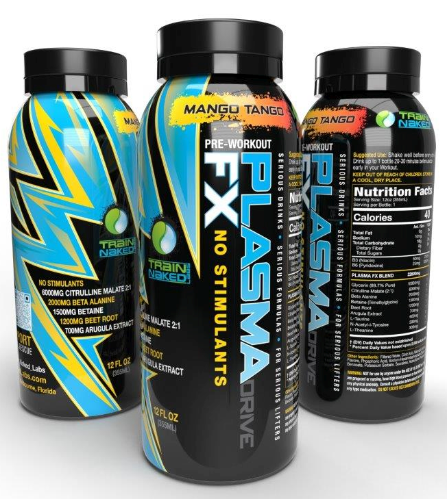 Train Naked Labs Plasma Drive FX Stimulant Free Pre Workout 12oz Tango