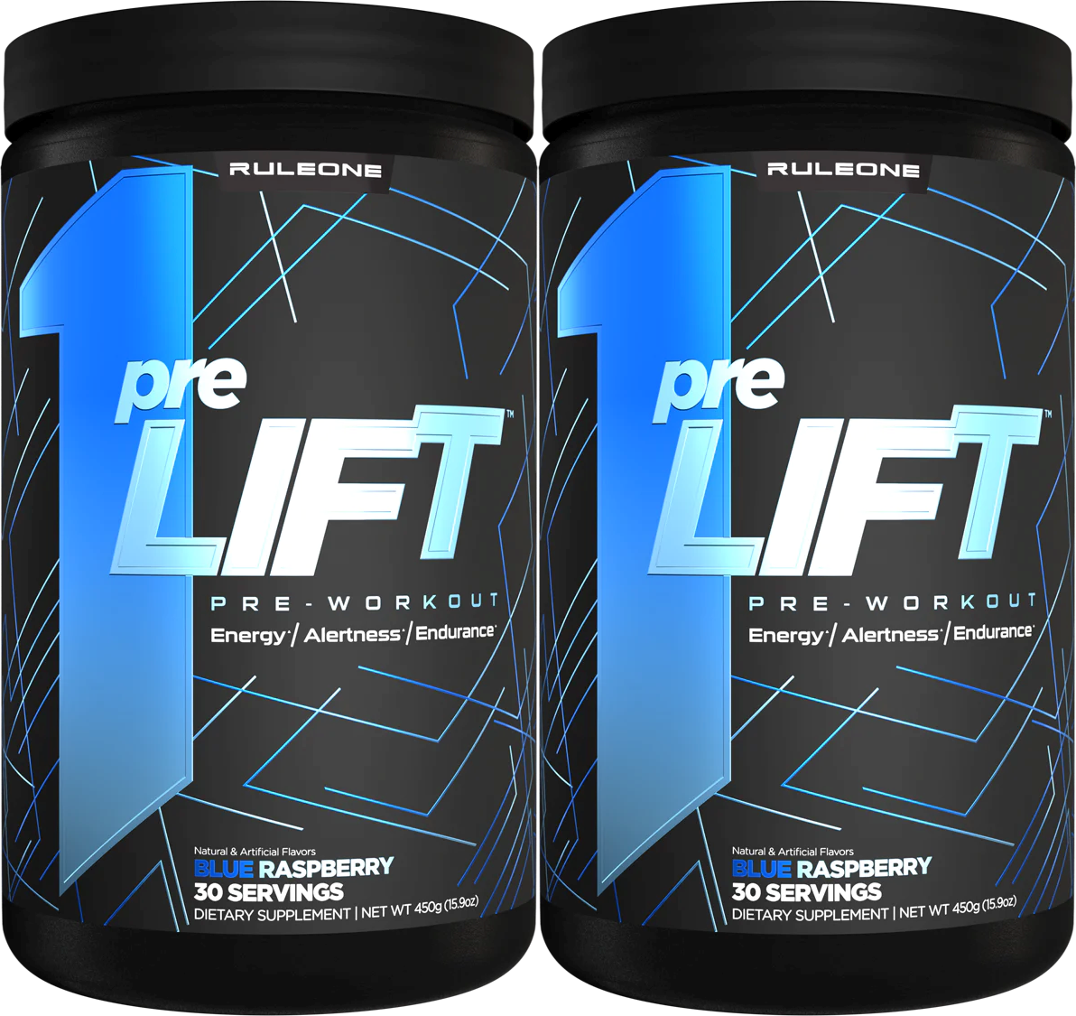 Rule 1.clear Raspberry Rule 1 preLIFT Pre-Workout Blue Raspberry - 60 Servings (2 x 30 Serving ...