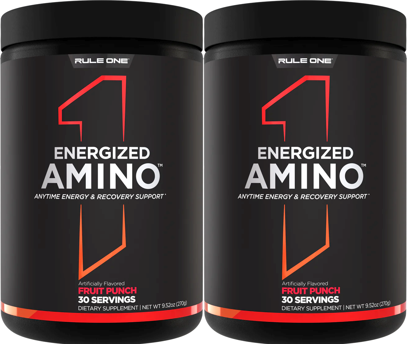 Rule 1 Energized Amino Fruit Punch - 60 Servings (2 X 30 Serving Bottles) TWINPACK