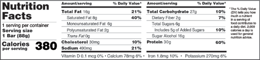 fit crunch nutrition label