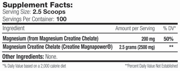 Supplement facts label showing serving size, servings per container, ingredients, amounts per serving, and daily value percentages.