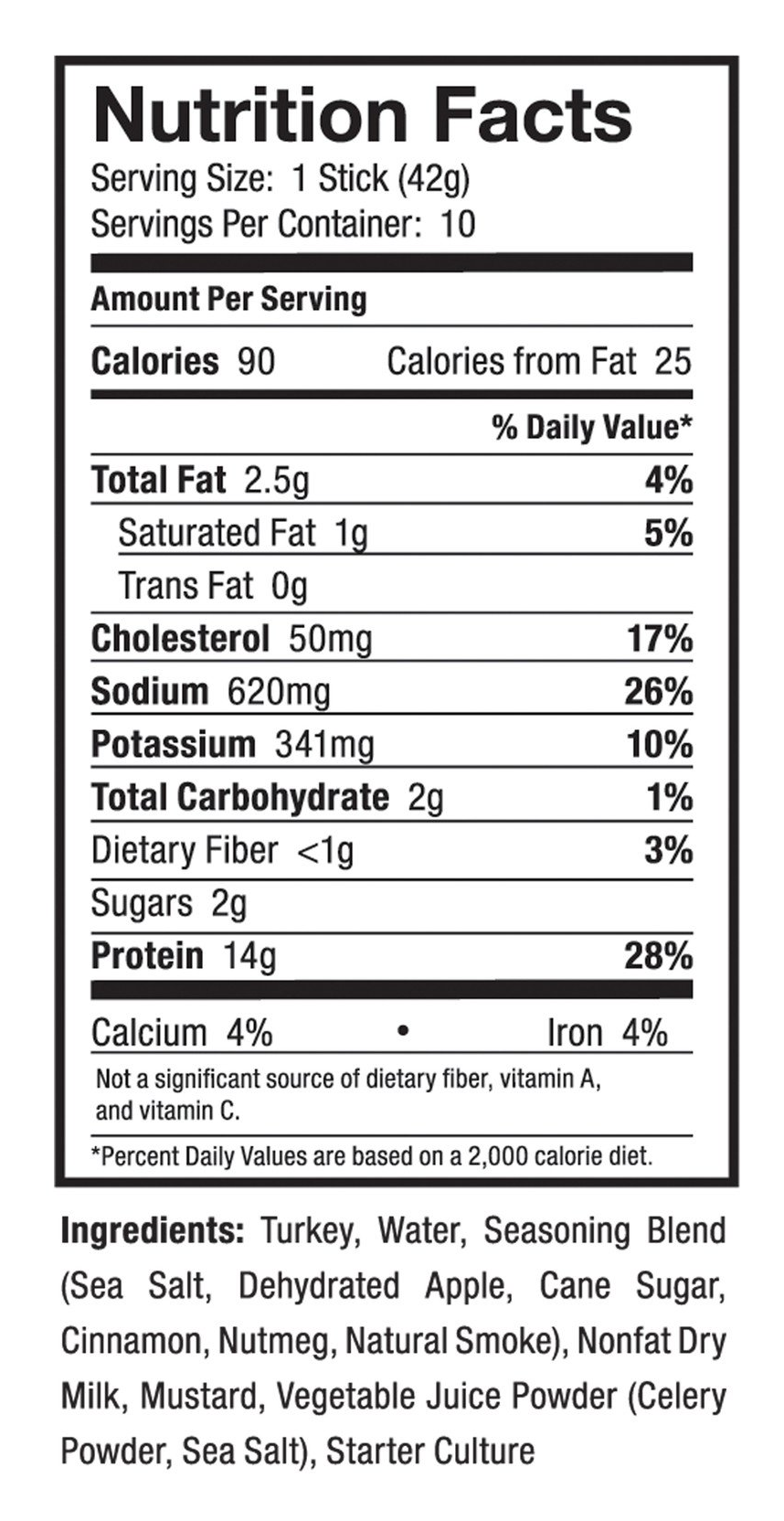 Ostrim Turkey Snack Stick Applewood - 10 Sticks