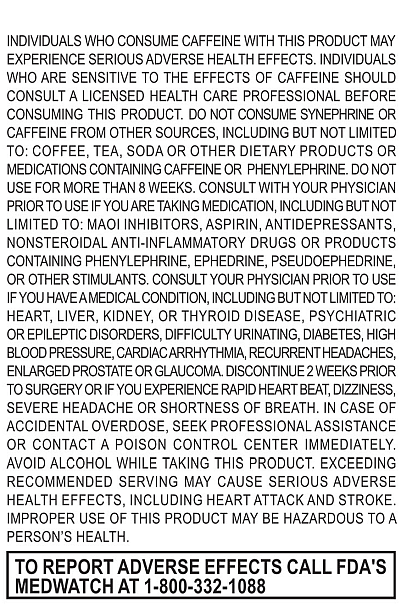 Product warning: Consuming caffeine with product can lead to adverse health effects. Consultation with a healthcare professional recommended.