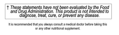 FDA disclaimer stating the product is not designed for disease treatment, and advising medical consultation before use.