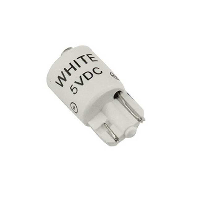 Eerste China klink #555 White LED Bulb, 5 volt, T3-1/4 wedge base