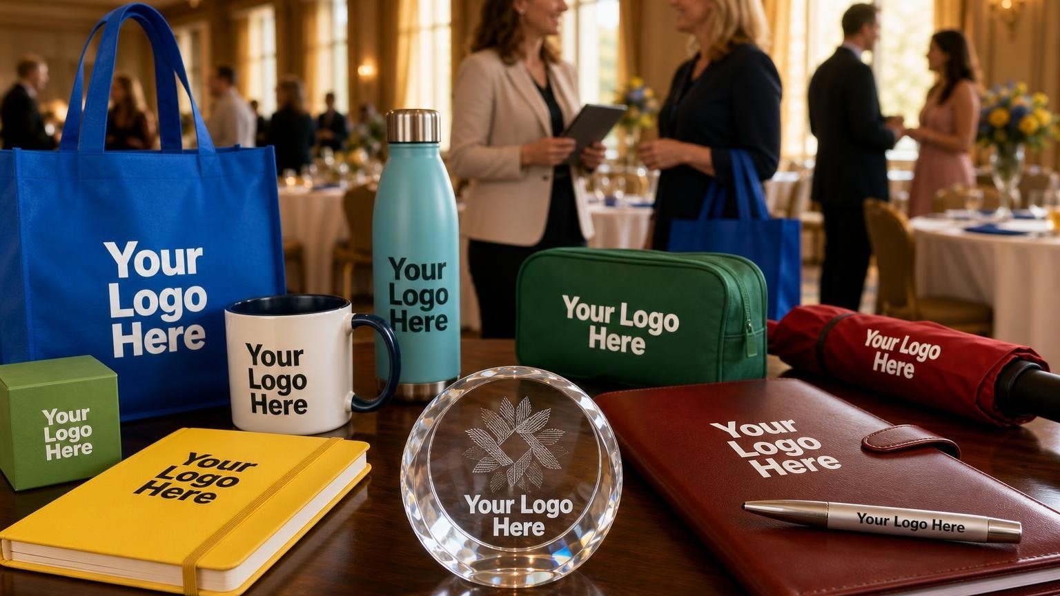 An elegant crystal paperweight and a closed donor folder on a table at a fundraising gala, representing strategic donor stewardship.