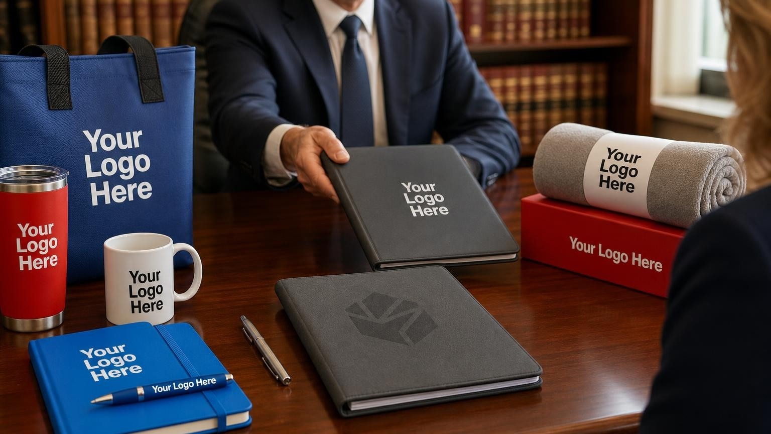 A professional note organizer and metal pen on an attorney's desk, symbolizing high-trust referral partnerships in debt relief.