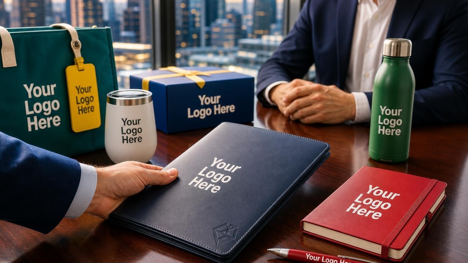A high-end debossed leather portfolio being slid across a mahogany boardroom table during a private equity transaction closing.