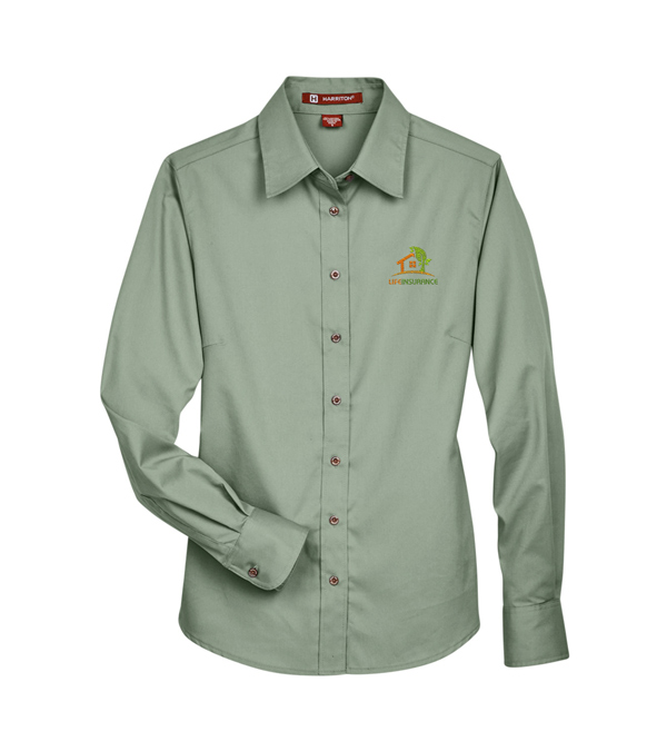 Harriton Ladies' Easy Blend Long-Sleeve Twill Shirt with Stain-Release - Embroidery (Qty 12) Harriton Ladies' Easy Blend Long-Sleeve Twill Shirt with Stain-Release - Embroidery (Qty 12)