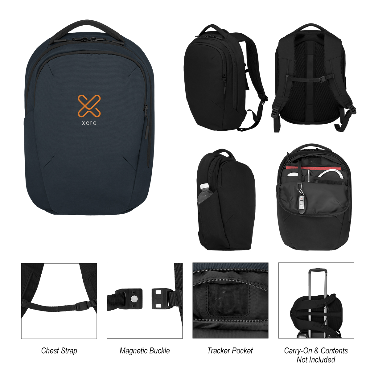 black laptop backpack with chest strap KROSER Hard Shell / Haze Blue free and convenient Inogen One G3 Ultra Lightweight