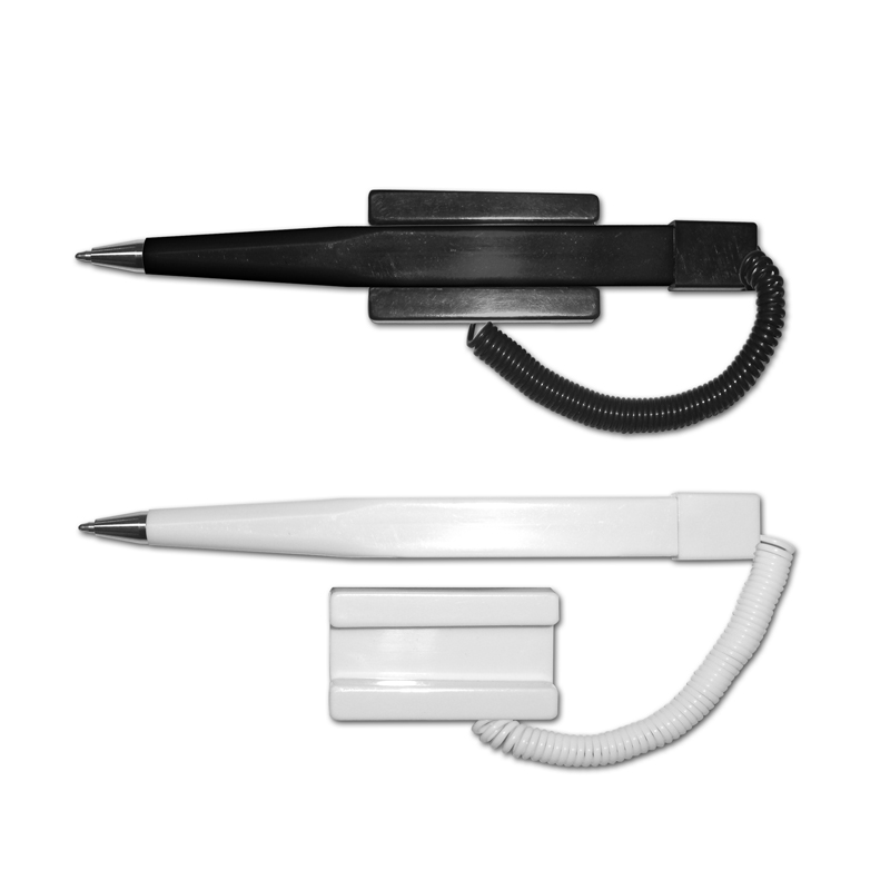 Financier - Pen with Coil Cord and Stick On Base | Promotional Pens
