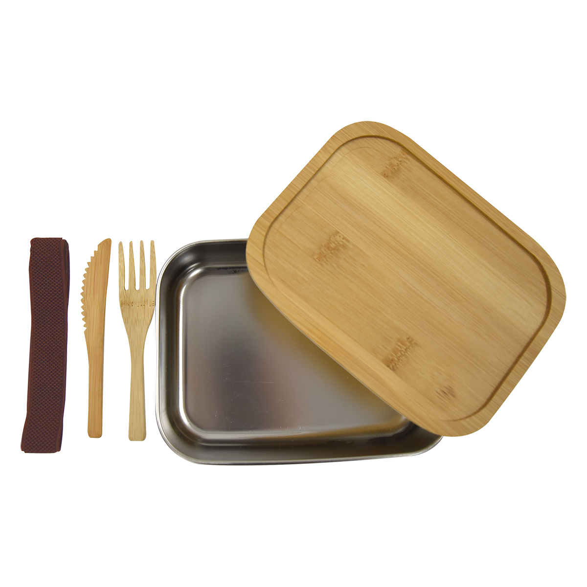 Custom Sophisticate Stainless & Bamboo Bento Box
