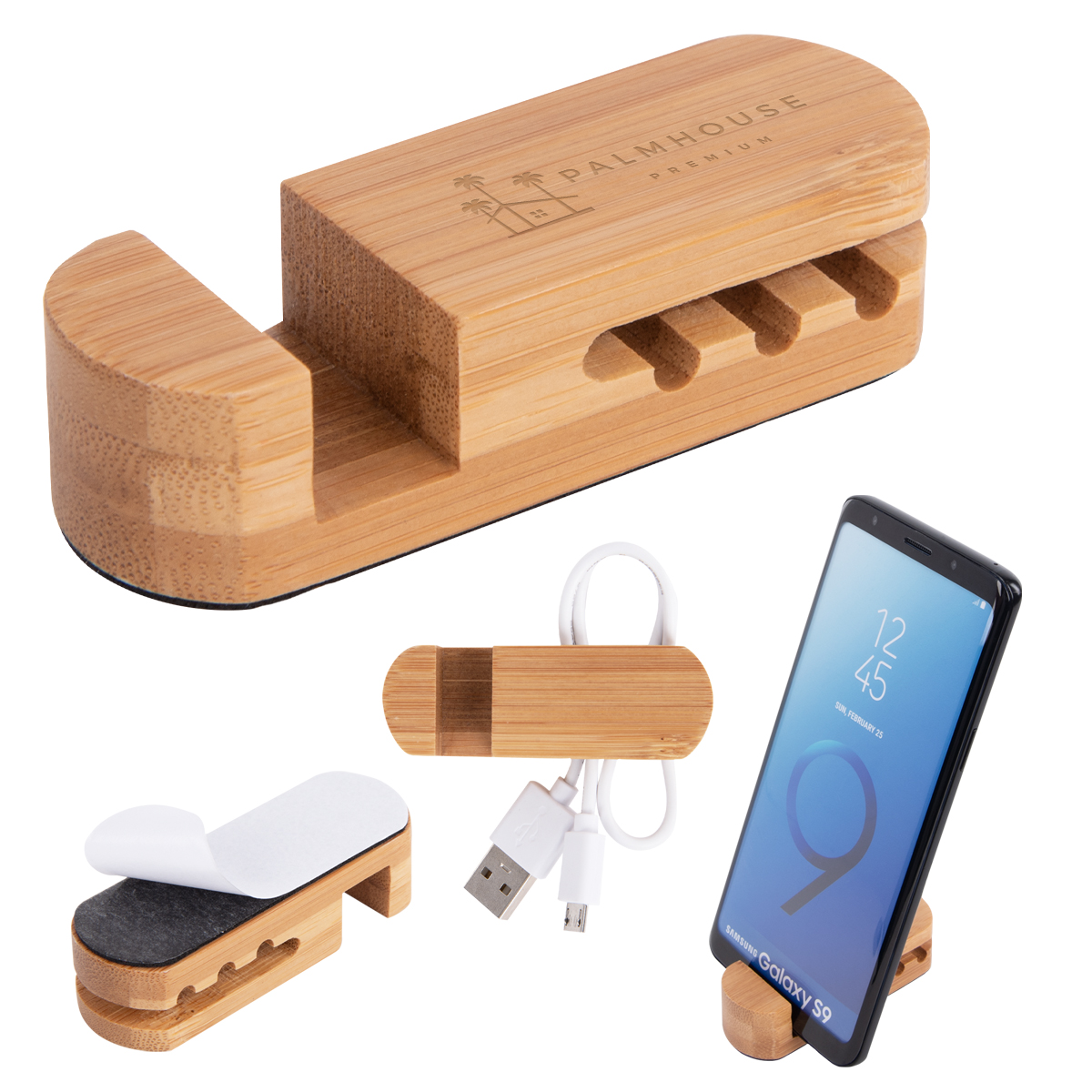 bamboo desktop cable organizer for tidy workspace